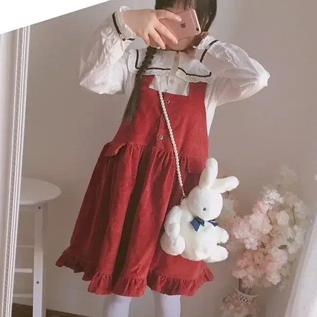 Kawai Meisje Konijntje Tas Lolita Zijden Strik Zacht Knuffel Pop Enkele Schouder Draagbare Parelketting Tas Kerstcadeau