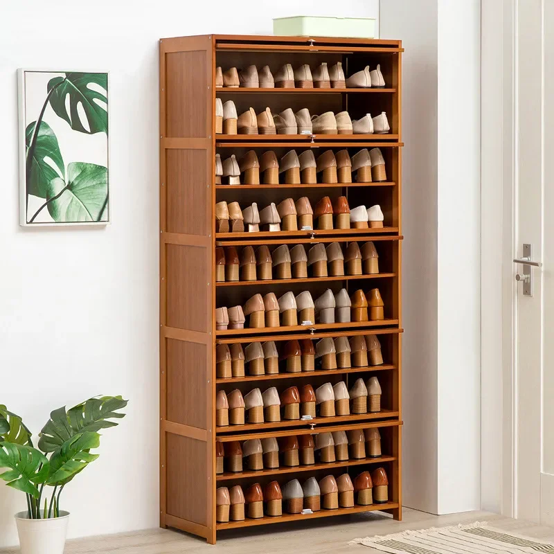 Ultra Thin Solid Wood Shoe Cabinet Modern Flip Door Storage Rack Large Capacity Space Saving Organizer for Entryway Balcony