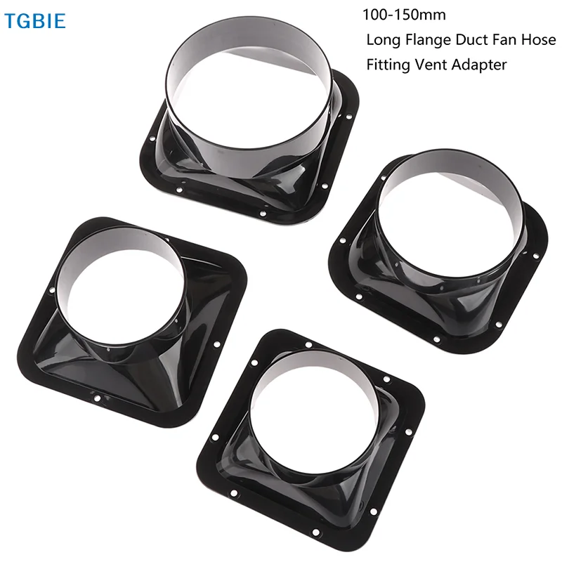 100-150mm Long Flange Duct Fan Hose Connector Air Ventilation Adapter for Kitchen Hood Ventilator Pipe Connecting Exhaust Outlet