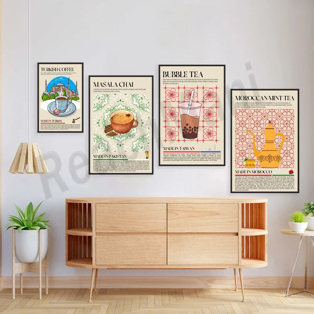 Moroccan Mint Tea Asian Tea Brewing Turkish Coffee Morocco Middle East Mediterranean Restaurant Cafe Kitchen Poster