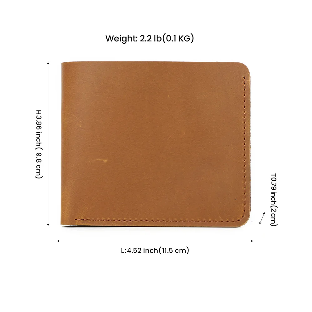 Genuine Leather Men's Wallet Vintage Fashionable Credit Card Holder Small Slim Cash Purse Brown