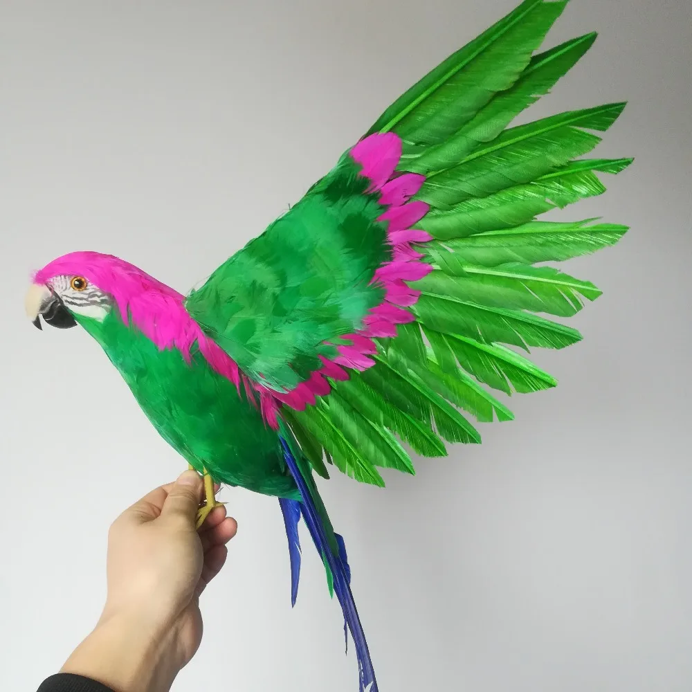 new real life green parrot model foam&feather wings parrot gift about 42x60cm d0185