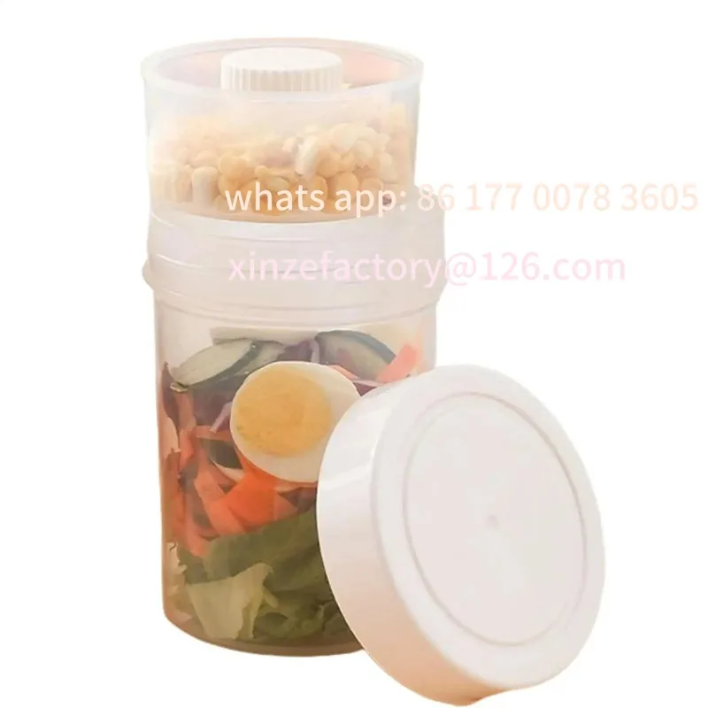 

Настраиваемый контейнер для обеда для салата, 750 мл, герметичные портативные миски с двухслойными баночками для приготовления салата для кемпинга, пешего туризма