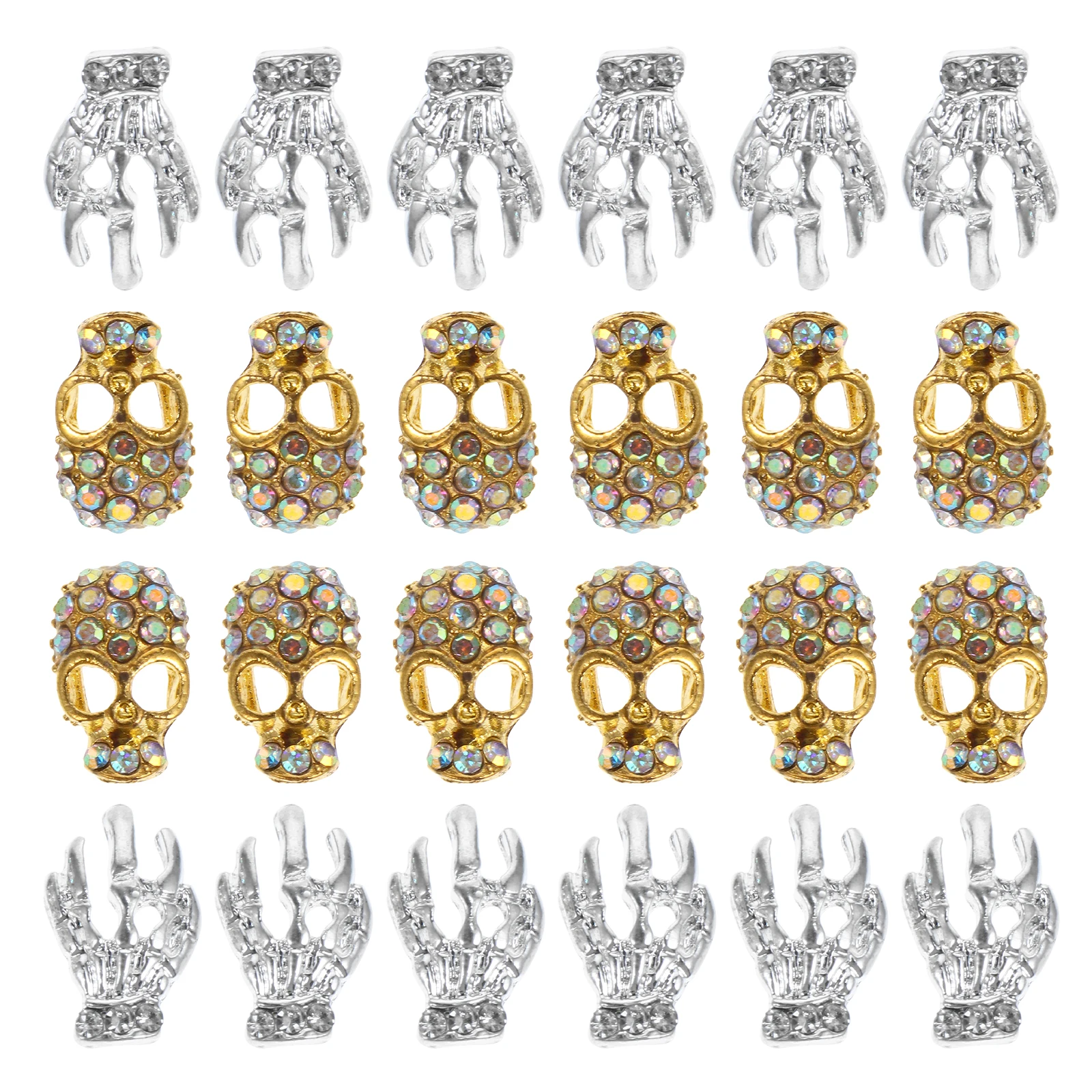 

40 Pcs Skull Nail Drill Manicure Sticker Fingernail Decor Gems Stickers Charm Cellphone Jewelry with Diamond Accessories