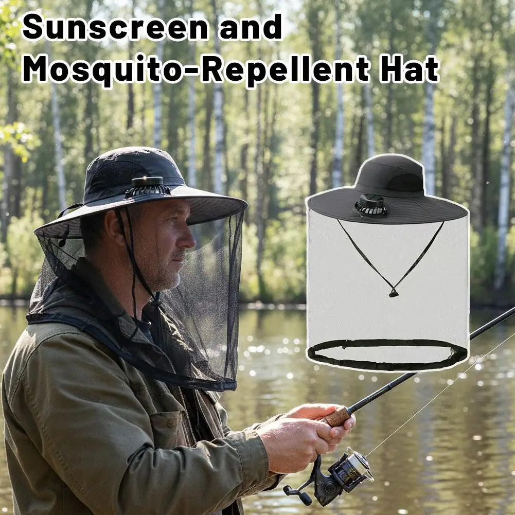 Quick Dry Bucket Hat Large Size Sun Hat  with Solar Powered Fan USB Rechargeable for Outdoor Hiking Camping Fishing Activity
