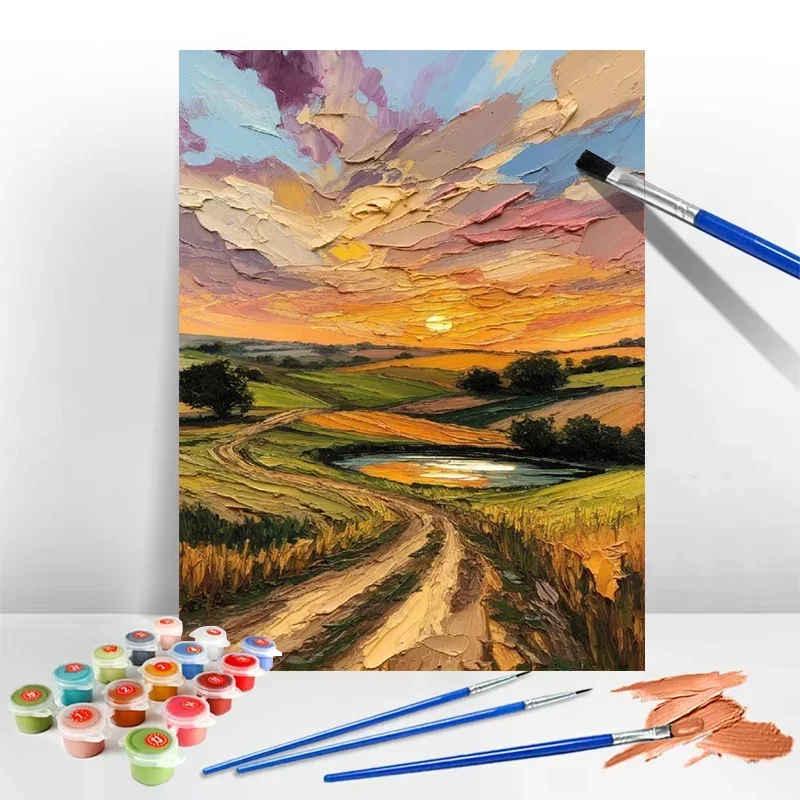 1pc frameless Canvas Painting Monet style landscape DIY digital oil painting timeless beauty landscape art living room bedroom w