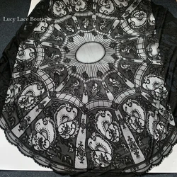 Off White,Black, Apricot Color Round Circle Lace Fabric Pieces for Dress Making Size 180CM