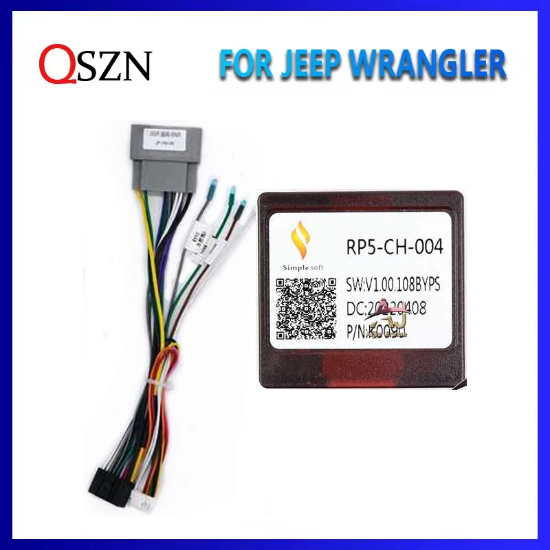 QSZN Canbus Box RP5-CH-004/CH-SS-04 For Jeep Wrangler High configuration Car Radio Android With Wiring Harness Power Cable