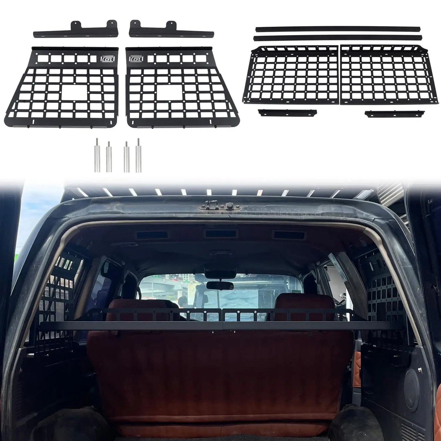 CGZ For Toyota Land Cruiser LC80 90-97 Molle Panel Modular Storage Panel Luggage Storage Carrier Rear Cargo Rack Trunk Organizer