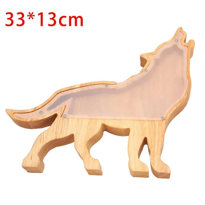 Retail Wolf Piggy Bank Creative Cartoon Pine Piggy Bank Transparent Decoration Crafts Gift Decoration 33X13cm