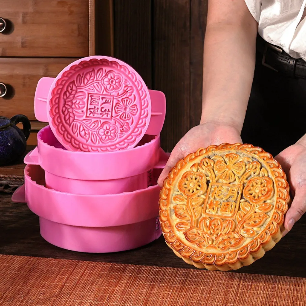 

Easy Demolding Large Moon Cake Mold Household Baking Hand-pressed 3D Mooncake Mold Embossed Cantonese Style DIY Pastry Cake Mold