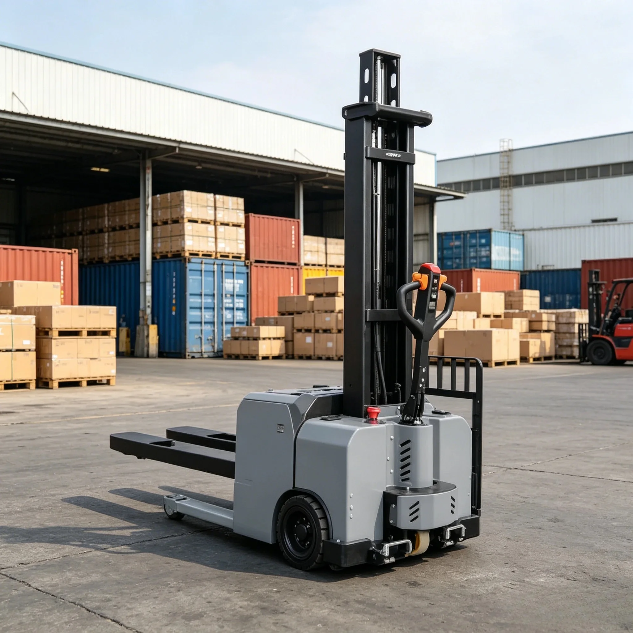 500kg 700kg 1000kg 800mm 1300mm Lifting Height Self Loading Electric Pallet Stacker Walkie Stacker Small Electric Stacker Custom