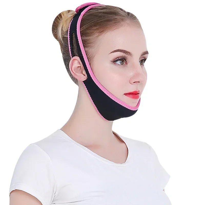 V linha rosto shaper elástico queixo bochecha levantar cinto massagem facial feminino cinta rosto emagrecimento bandagem