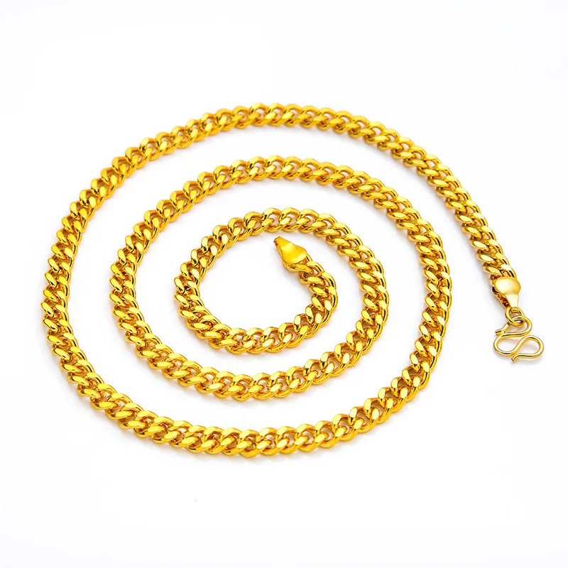 Fylia Jewelry   24K Gold 5mm Boss Necklace Unisex AU999 - Premium, eye-catching 5cm boss style, fits business & daily