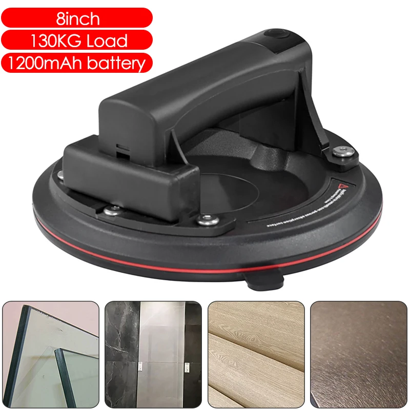 Electric Vacuum Suction Cup 8inch 130Kg Bearing Capacity Heavy Duty Vacuum Lifter for Granite Tile Glass Lifting Tools Air Pump