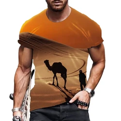 Fashion New Desert Camel Pattern Men's Pullover T-shirt Summer New Short Sleeve Print Street Comfort Large Short Sleeve 6XL