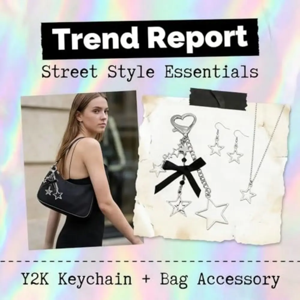 Elegant Five-pointed Star Pendant Keychain Hanging Bowknot Bag Keyring Jewelry For Women Girl