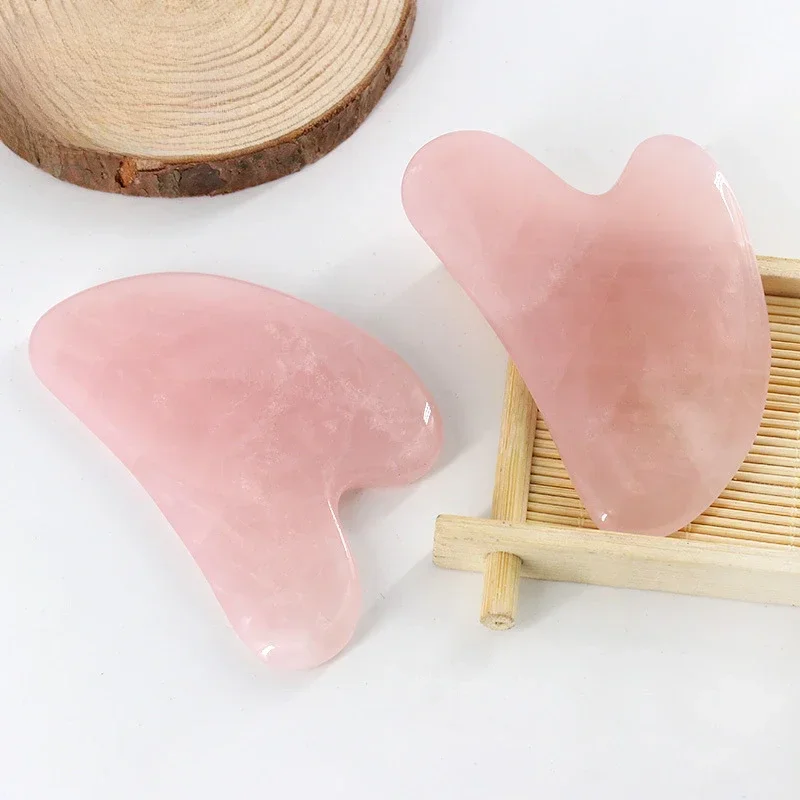 Rose Quartz Jade Guasha Board Natural Stone Scraper Chinese Gua Sha Tools For Face Neck Back Body Acupuncture Pressure Therapy