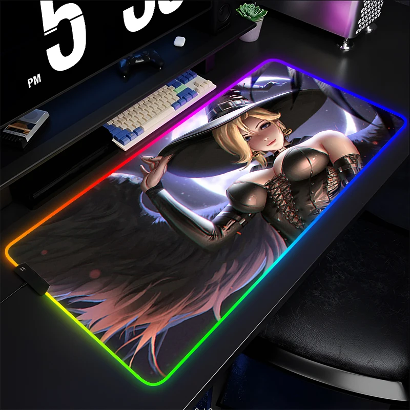 

Mouse Pad Kawaii Gaming Accessories LED Notbook Computer Speed Mini RGB PC Gamer Keyboard Pad Overwatch Mercy Desk Mat Mousepad