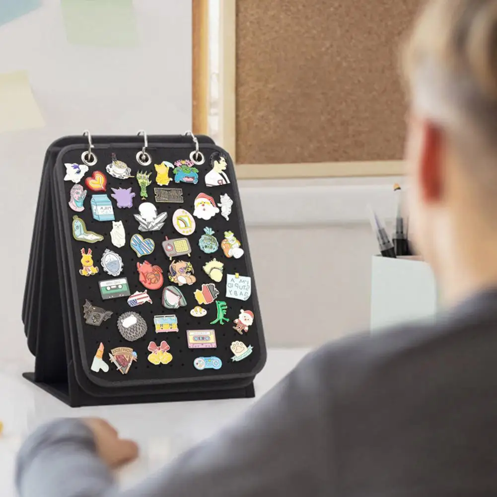 Pin Organizer Binder Pin Display Stand for 240 Pins Brooch Exhibition Holder with 3 Binders 5 Pages Enamel Pin Organizer