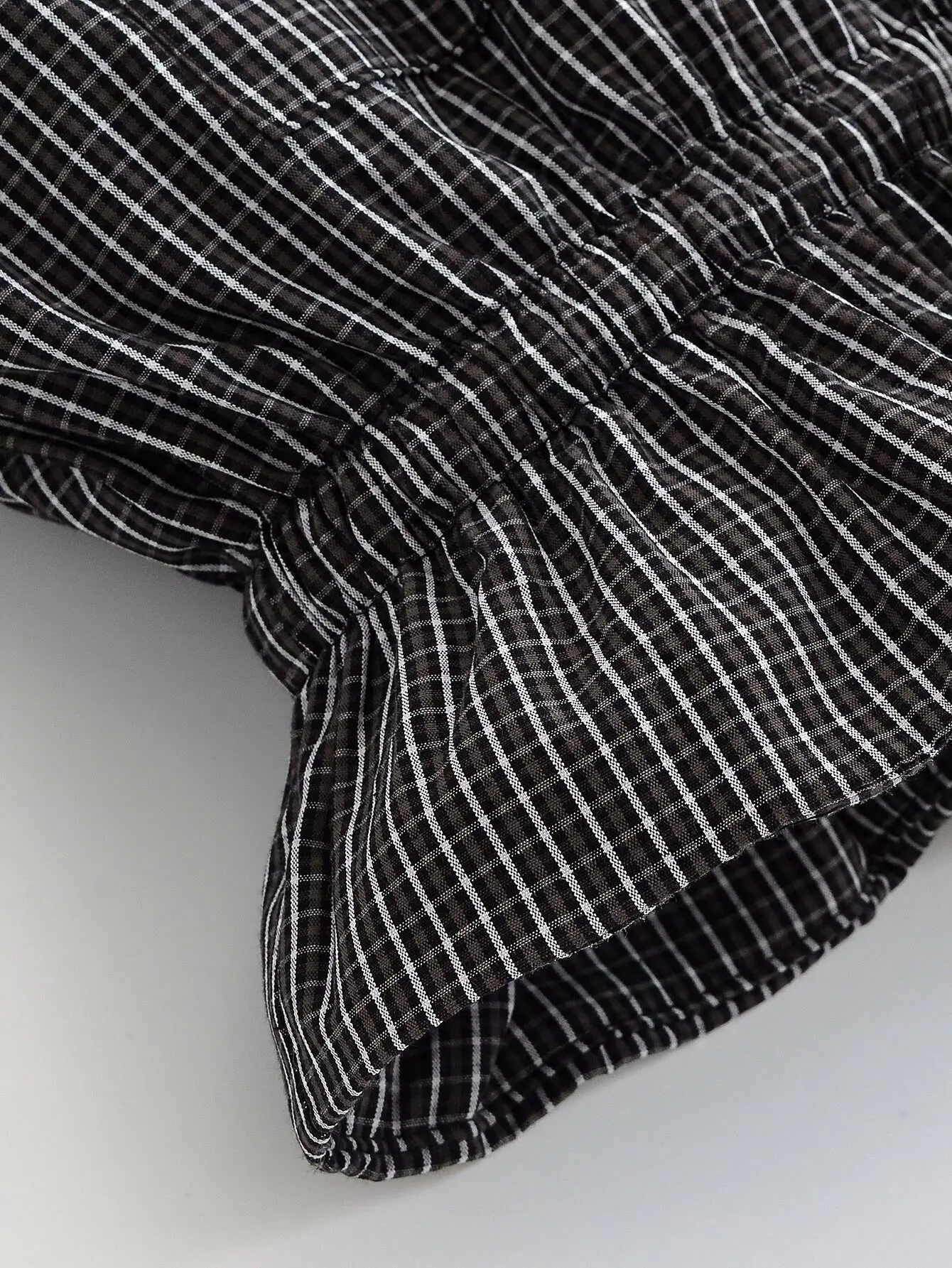 Retro Damen Karo-Jacke, modisch, mit Stehkragen, Kordelzug am Saum, lockere Passform, karierte Oberbekleidung, lässiger Mantel mit langen Ärmeln und Taschen – Detail 9