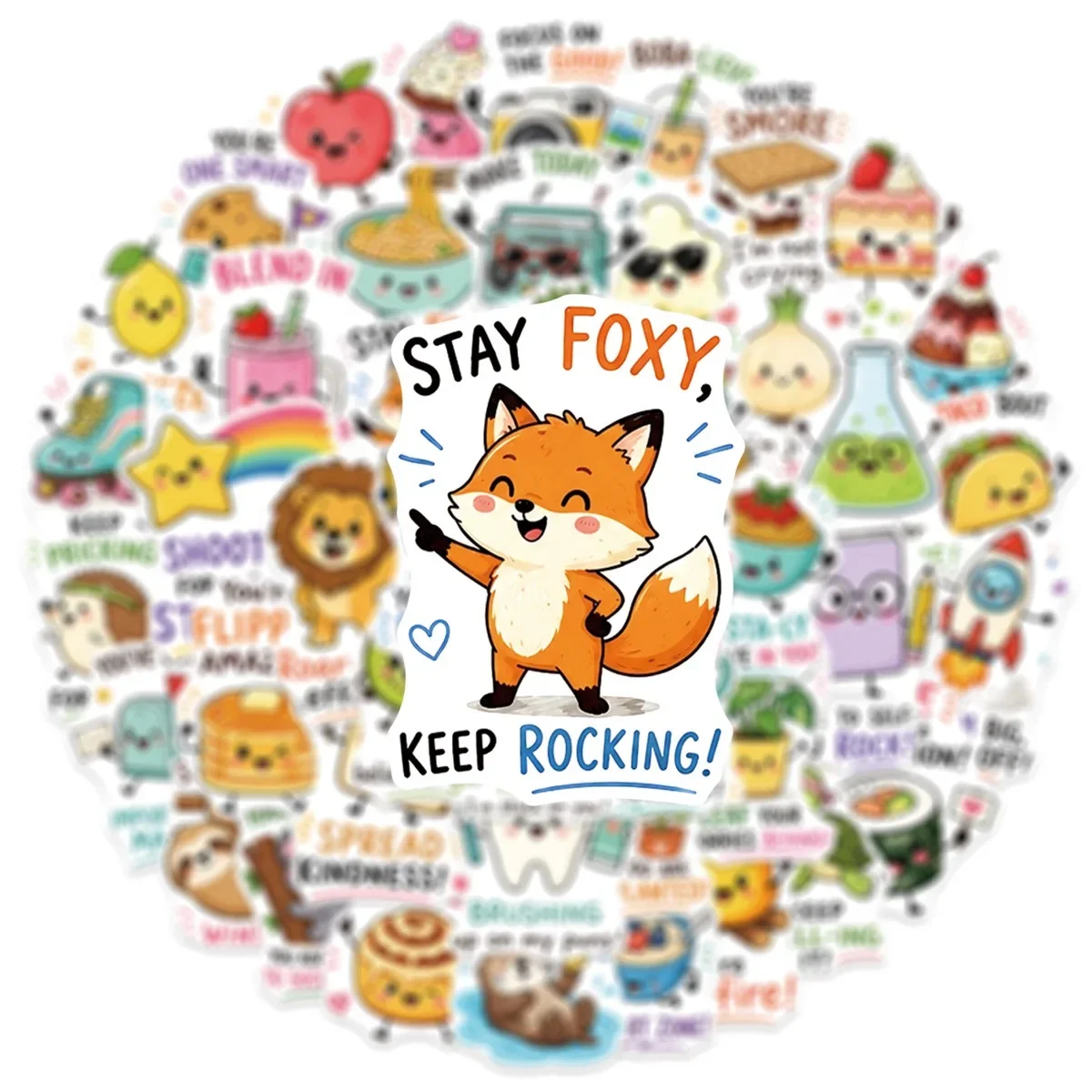 50PCS Mixed English Inspirational Cartoon Sticker good job excellent Cute Animal Stickers funny punny rewards sticker
