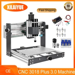 Offline alumínio Mini Router, CNC 3018 Plus 3.0, máquina de gravura do laser, 500W Spindle, 5.5W, 10W, Laser GRBL, máquina de trituração PCB