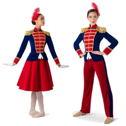 Women Men Nutcracker Costume Outfits Medieval Royal Military Velvet Dress Set Halloween Christmas Fashion Stage Performance Set