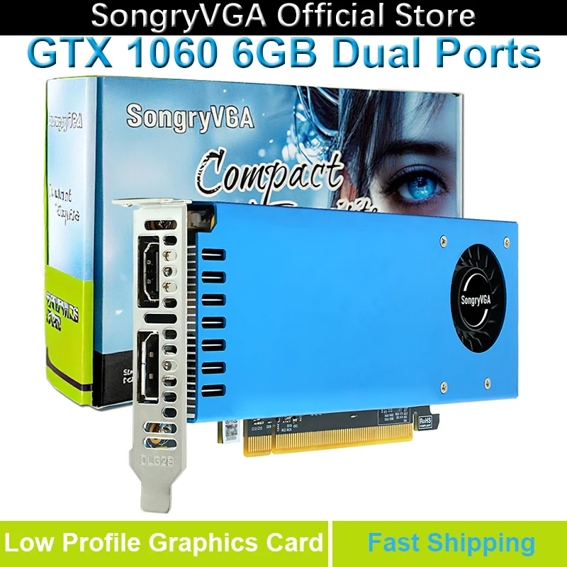 

SongryVGA GTX 1060 Low Profile Graphics Card,3/5/6GB GDDR5 PCIe 3.0 x16 192-Bit,HDMI DisplayPort Outputs for SFF Industrial PC