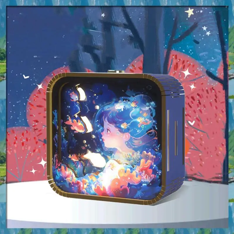 Fast Delivery- Hand Touch Cartoon DIY Wooden Stereo Atmosphere Lights Graduation Season Gifts Nightlight Gifts