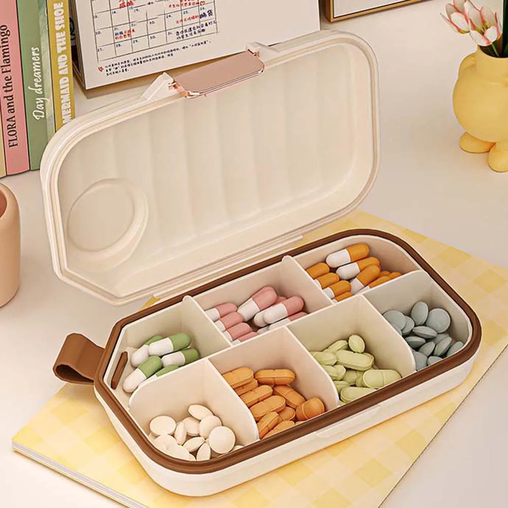 

Portable Travel Pill Organizer Airtight with Lids Weekly Pill Box 7 Days 7 Compartments Pill Dispenser Medicine
