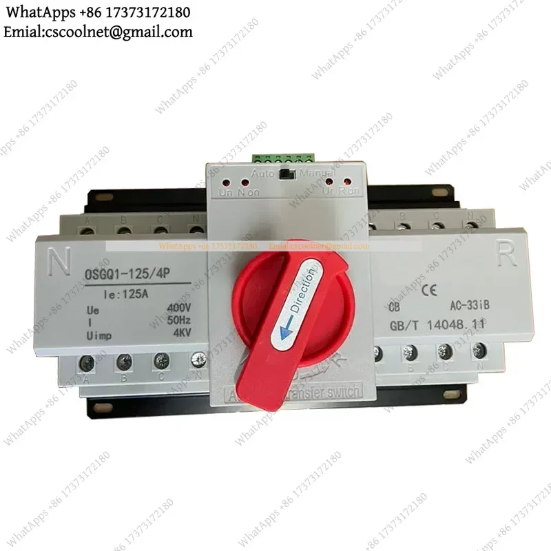 ATS Automatic Transfer Switch 2P 63A Dual Power Supply 220V 110V 50/60Hz Manual Changeover Switch with Miniature Circuit Breaker
