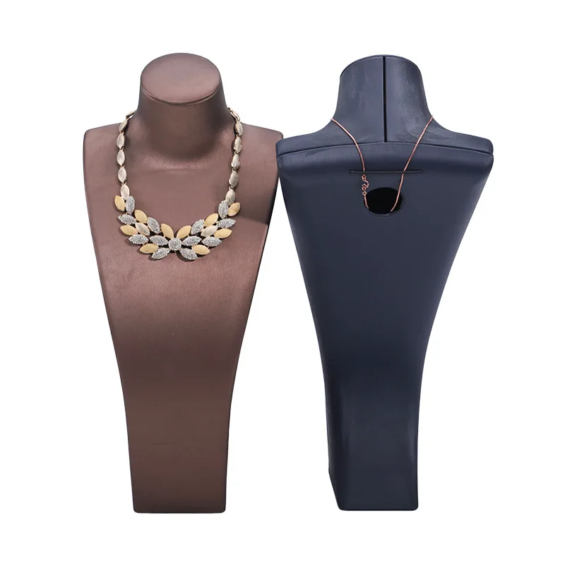 New Design Black White PU Display Bust Choker Holder Model Bust Show Exhibitor Leather Jewelry Stand Organizer