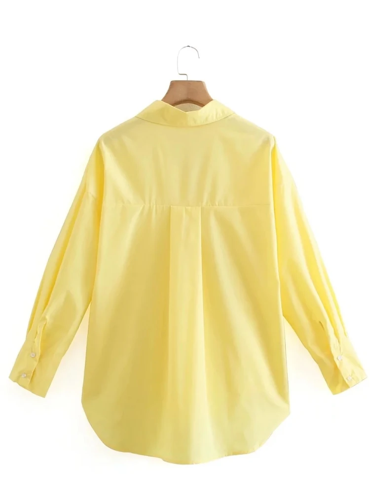 New Women Turndown Collar Yellow Loose Blouse Female Long Sleeve Shirt Casual Lady Tops Blusas S8868