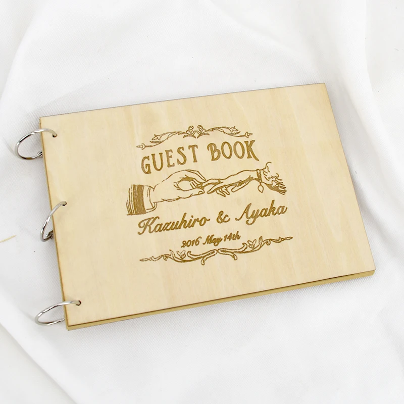 

Customized Wooden Wedding Guestbook Party Sign-in Souvenir Book Personalized Wedding Decor Guest Book Wedding Gift