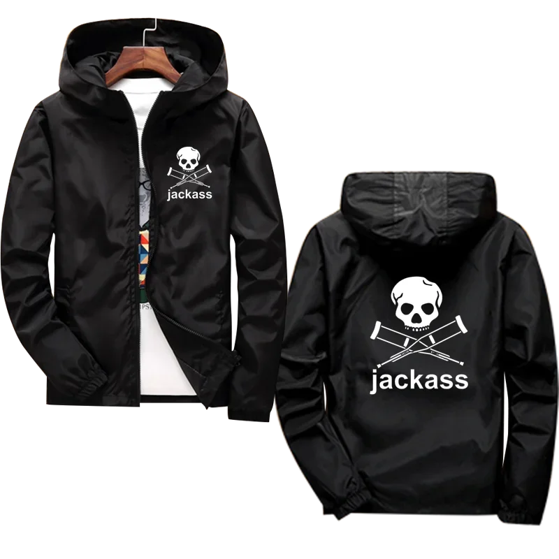 Spring Autumn New Jackass Forever Logo Printed Custom Made Men Zipper Hoodie Jacket Casual Popular Hooded Man Sportswear Selling