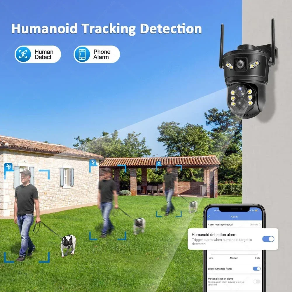 Imagem -04 - Ansvicam-câmera Cctv Exterior com Lente Tripla 6k Wifi Detecção Humana Monitoramento de Segurança Zoom Triplo Zoom 10x 12mp 12mp