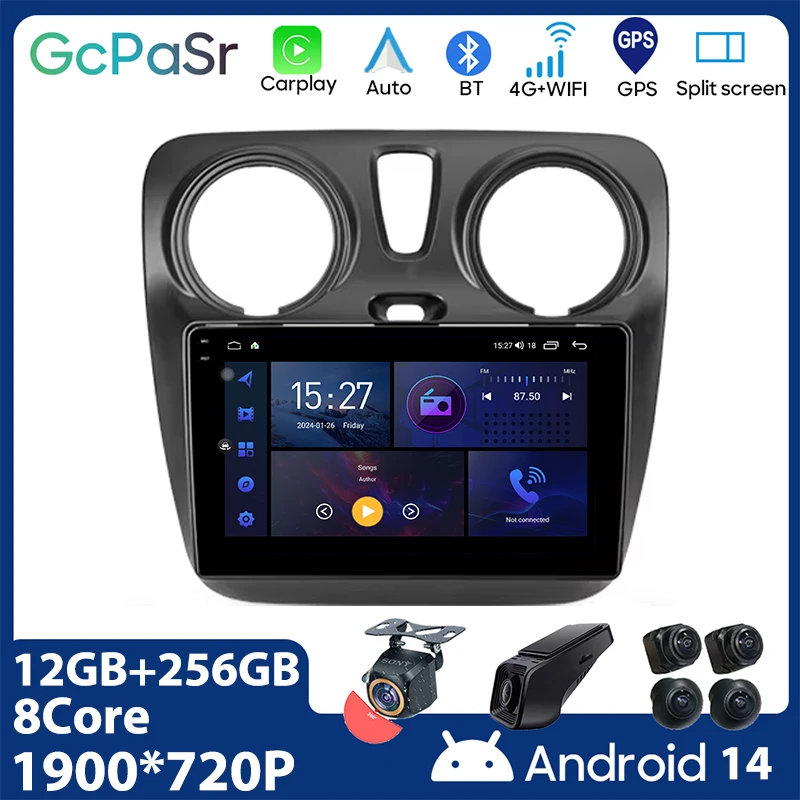 

Android 14 For Renault Lodgy 2021 For Dokker 2012 - 2020 Multimedia Head Unit Car Player Auto Radio Navigation GPS Carplay WIFI