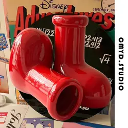 Red Shoe Ceramic Creative Decoration Desktop Home Decoration Vase Storage Decoration High Beauty Advanced Sense Birthday Gift