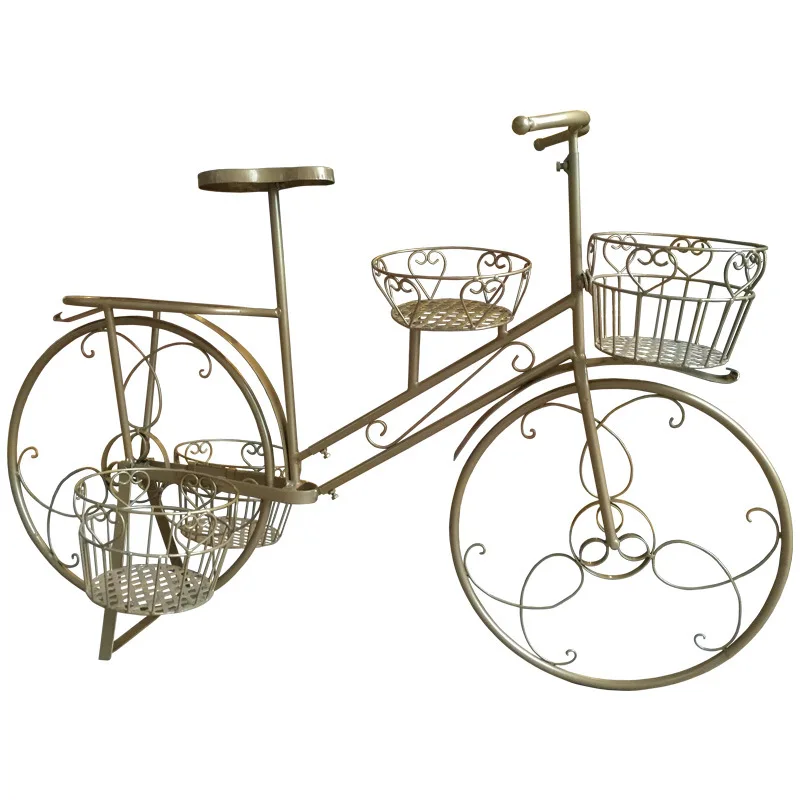 

Wrought iron bicycle yard flower stand shop window decoration props photography ornament creative courtyard multi-layer flower