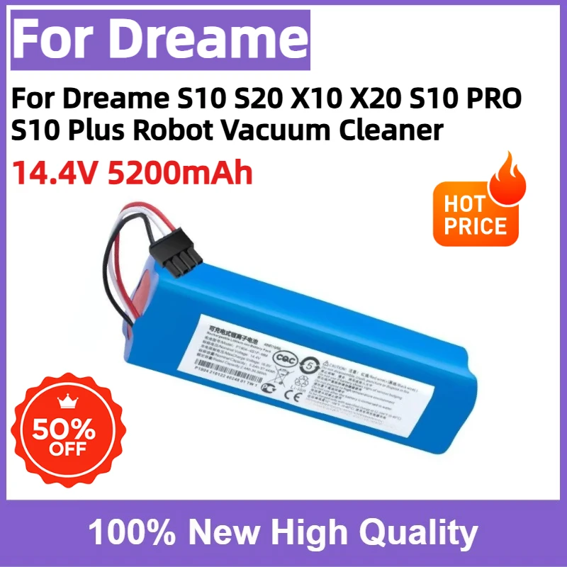14.4V 5200mAh Replacement Li-ion Battery Pack for Dreame S10 S20 X10 X20 S10 PRO S10 Plus Robot Vacuum Cleaner