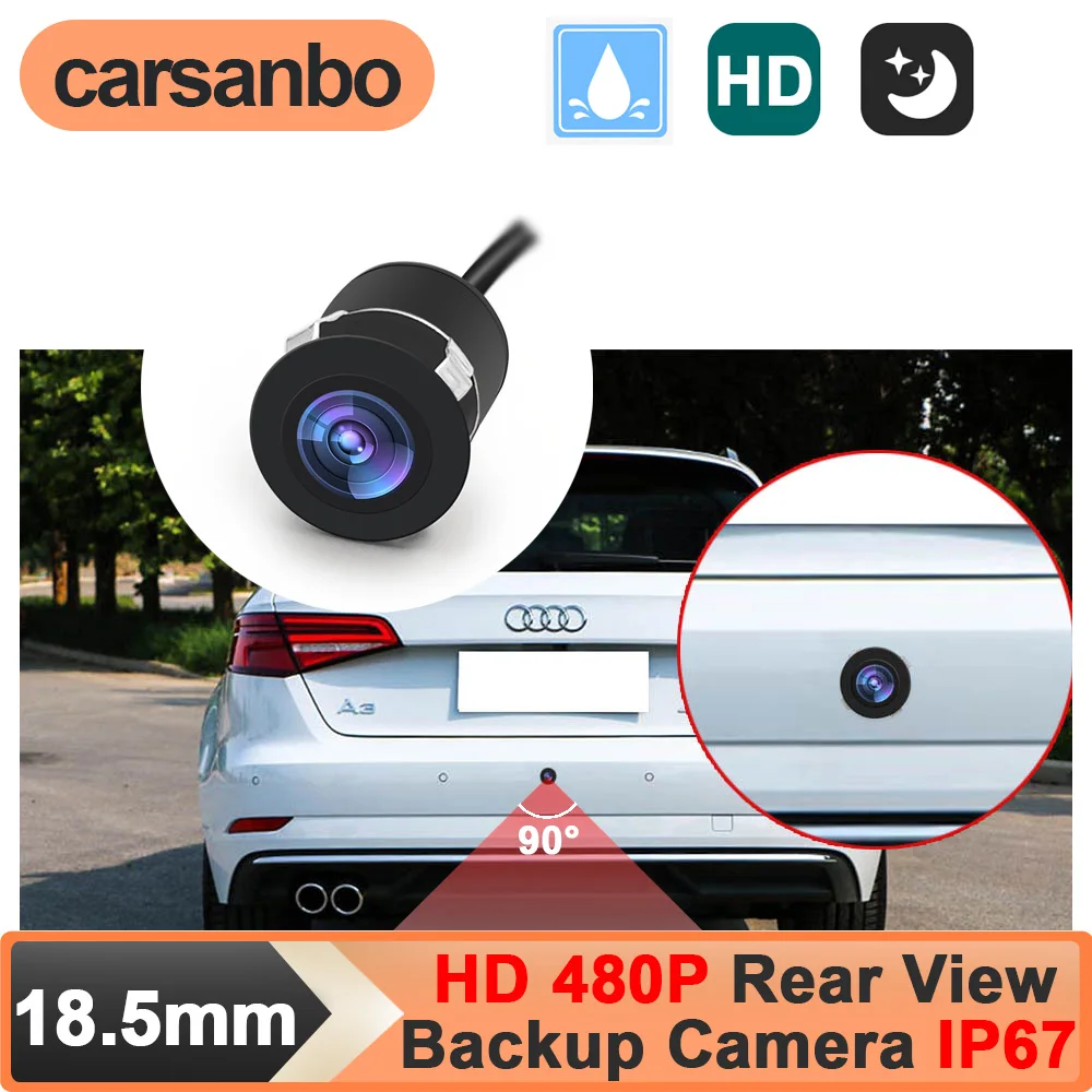 Carsanbo Universal 18,5mm HD 480P Auto-Rückfahrkamera 90° °   Weitwinkel IP67 Wasserdichte Nachtsicht-Parkkamera Rückfahrkamera
