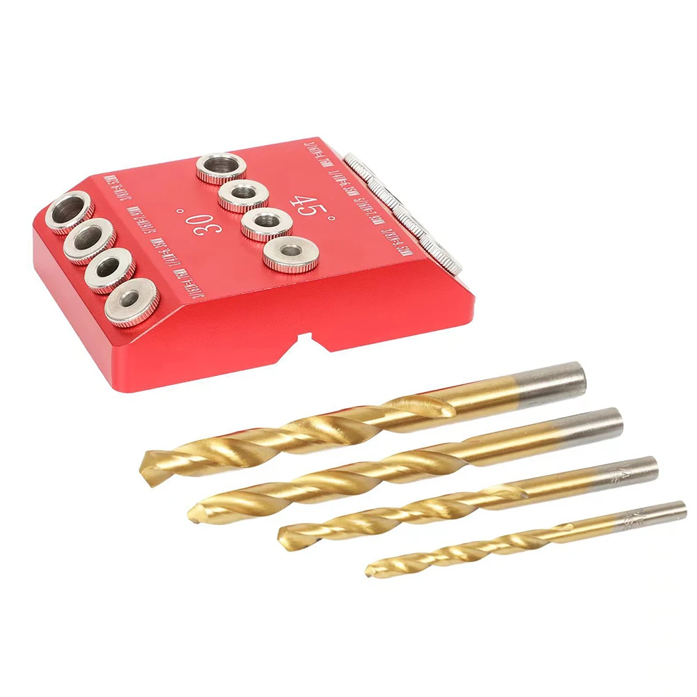 Drill Guide Jig with Anodized Finish Designed for Straight and For Angled Holes in Wood and Metal Applications