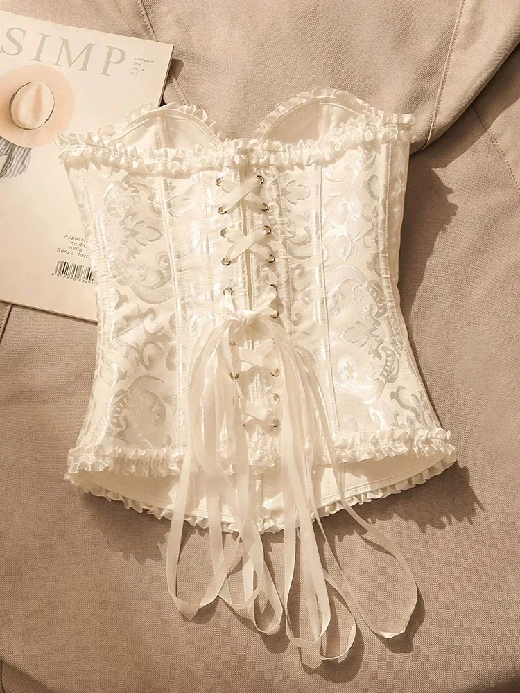 French lace lace tube top, elegant jacquard corset, fashionable and simple high-end corset, wedding evening party dress
