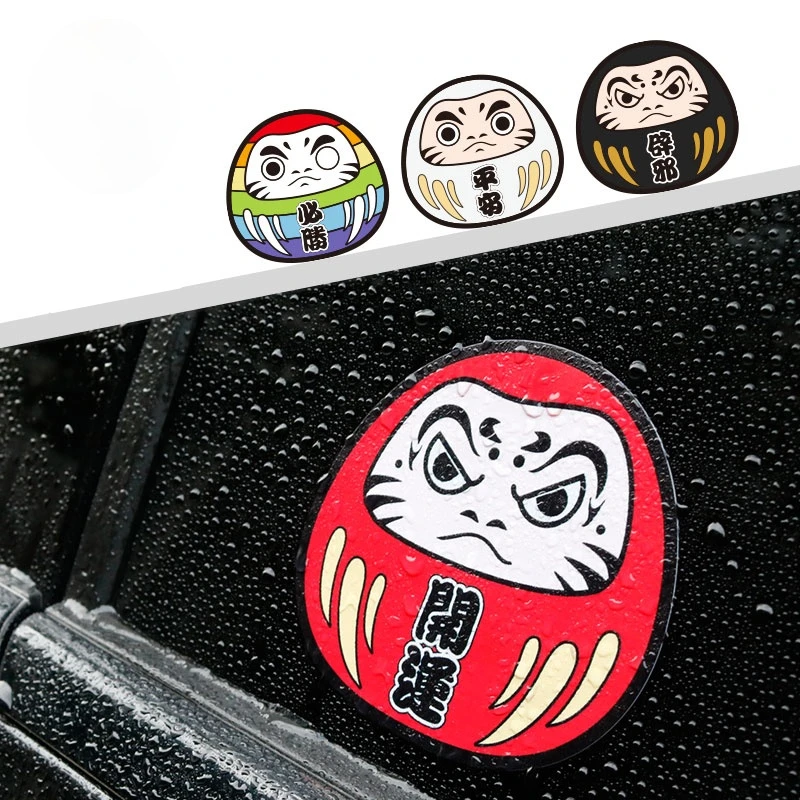 Japan Style Daruma Car Sticker Side Window Auto Vinyl Decal Best Wishes for Women Styling KK Vinyl Decals PVC JDM Van Bike