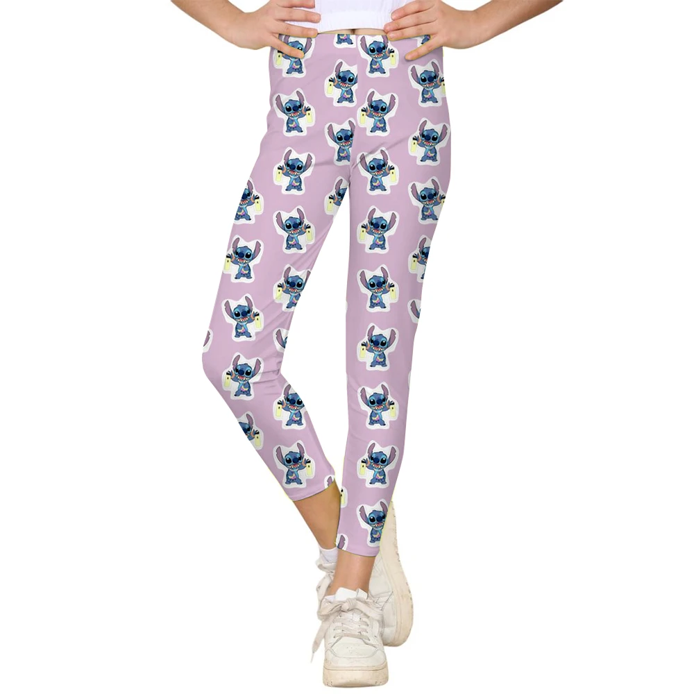 Disney Stitch พิมพ์ Checkered สตรีกีฬาและฟิตเนสกางเกงขายาวผู้หญิง Tiedye GYM Leggings Mujer Push Up Booty กางเกงฟิตเนส