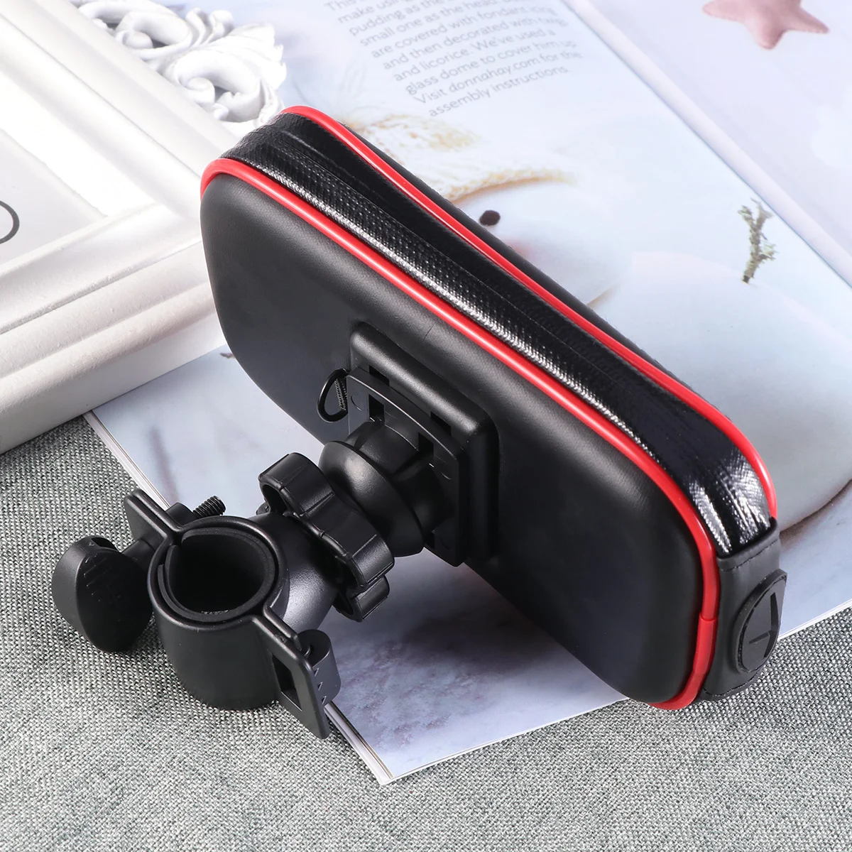 

Handlebar Bike Bag Waterproof Pouch Easy Open Close Phone Holder Storage Pockets for Boating Swimming Parks
