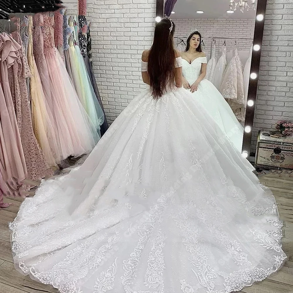 Grace gaun pengantin wanita putih murni gaun pernikahan desain cetak renda gaun pesta pertunangan A-line Formal Vestido De Novia