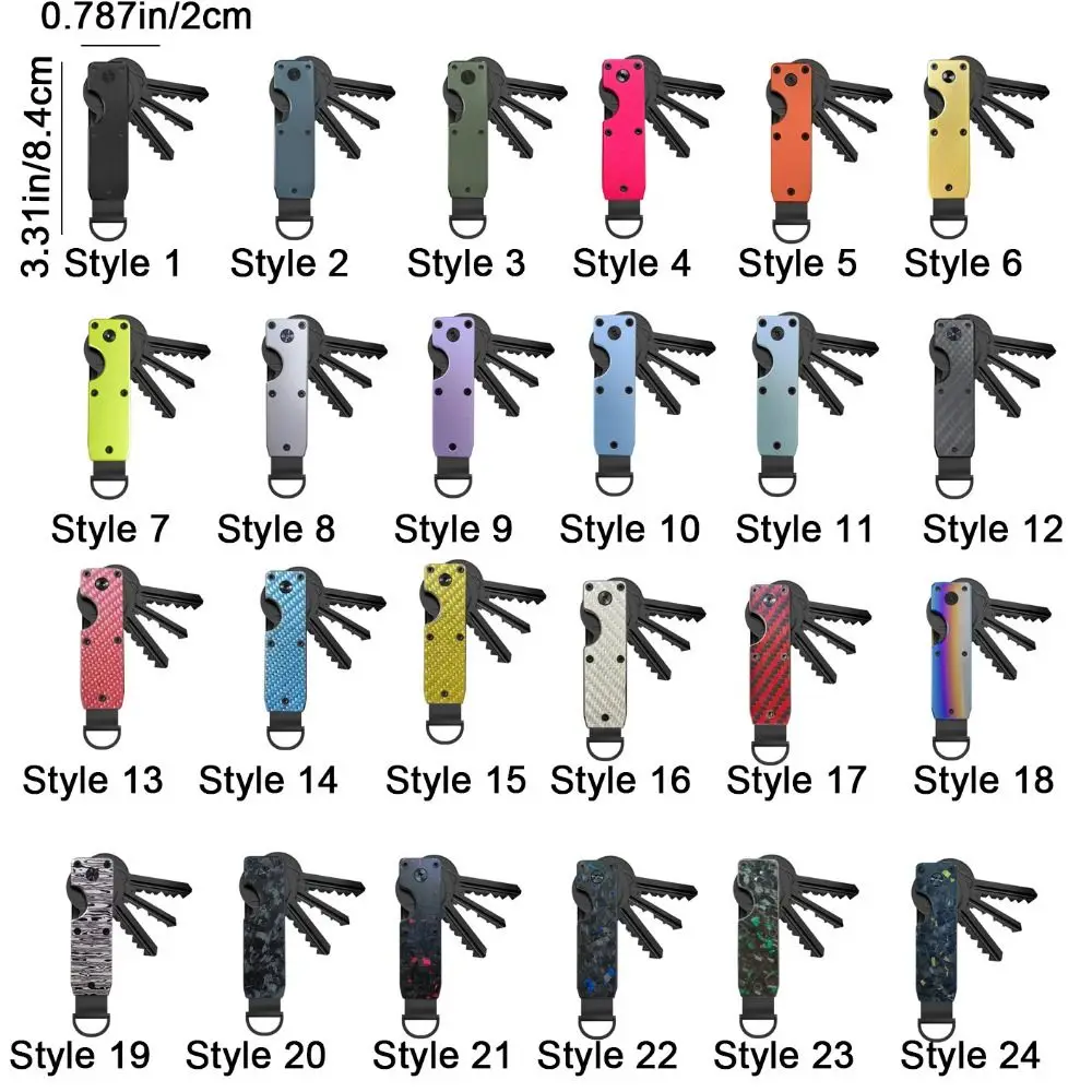 Carbon Fiber Metal Key Organizer Holds 2-6 Keys Anti-Lost Metal Key Chain Innovative with Screwdriver Car Key Holder