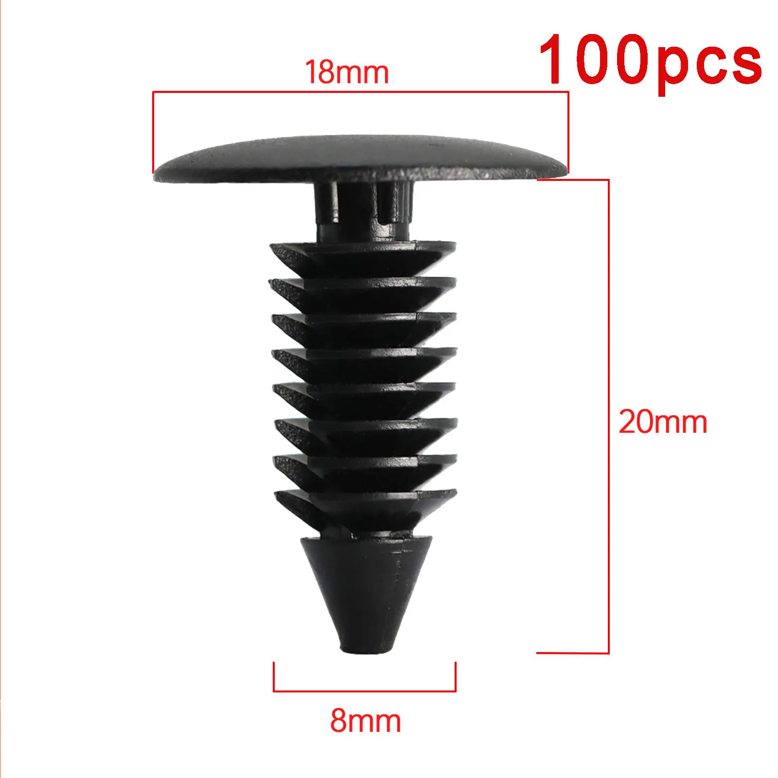 100 Stück 8MM Auto-Befestigungsclips Universelle Kunststoff-Clips für Kotflügel und Stoßstangen Autotür-Zierleisten Stoßstangen-Nieten Clip-Schrauben Befestigungselemente